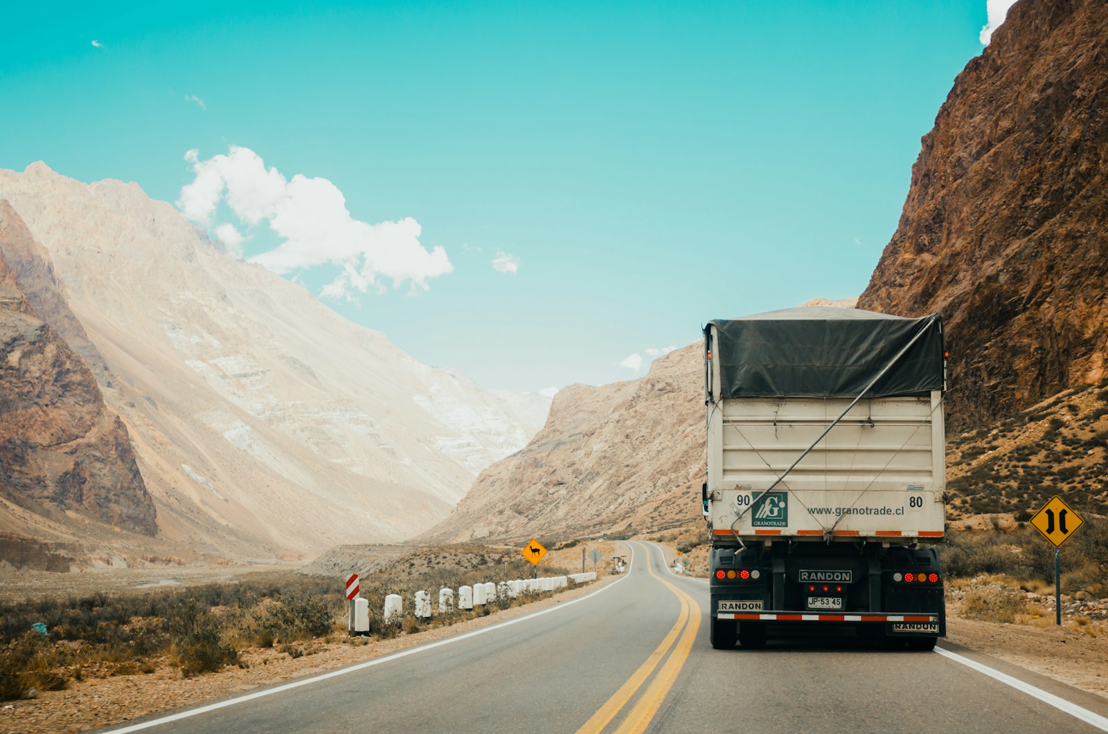 Freight truck on a transport corridor